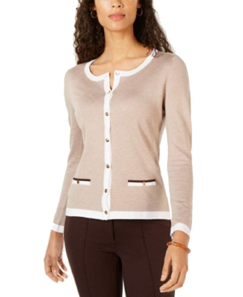 Karen Scott Petite Contrast Trim Cardigan