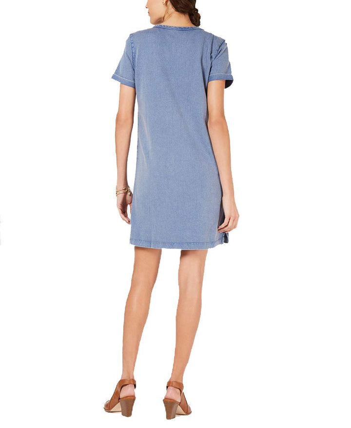 Style & Co Lace Up Cotton T-Shirt Dress