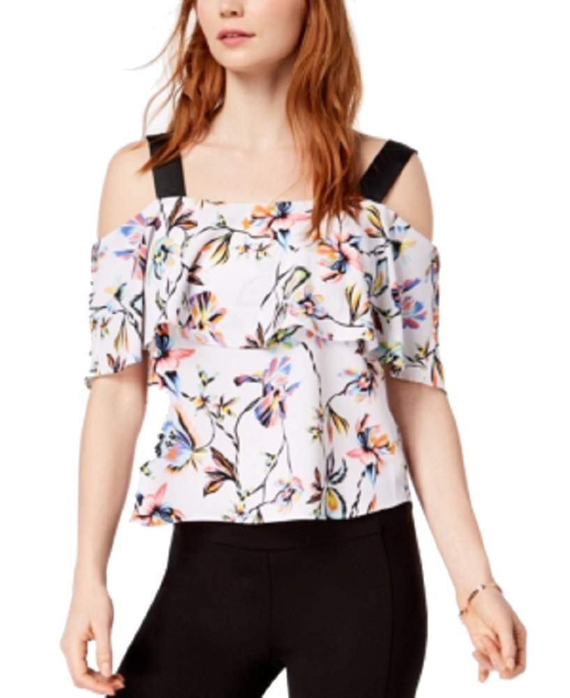 Bar III Printed Ribbon Strap Off The Shoulder Top