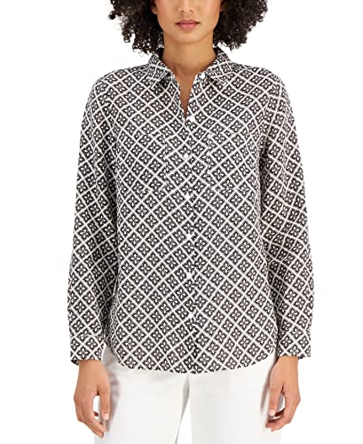 Charter Club Printed Linen Shirt