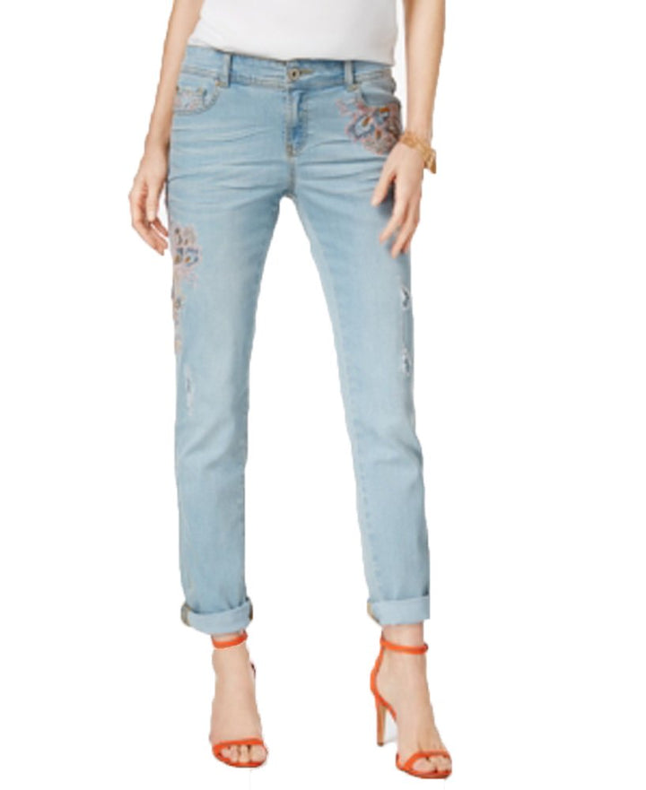 INC International Concepts Embroidered Straight Leg Jeans