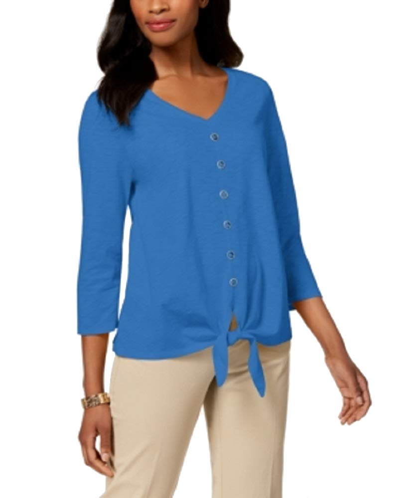 JM Collection Cotton Tie Front Shirt