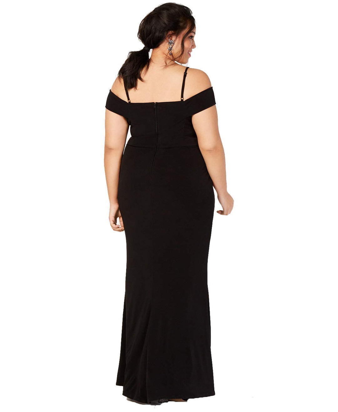 City Studios Trendy Plus Size Off The Shoulder Slit Gown