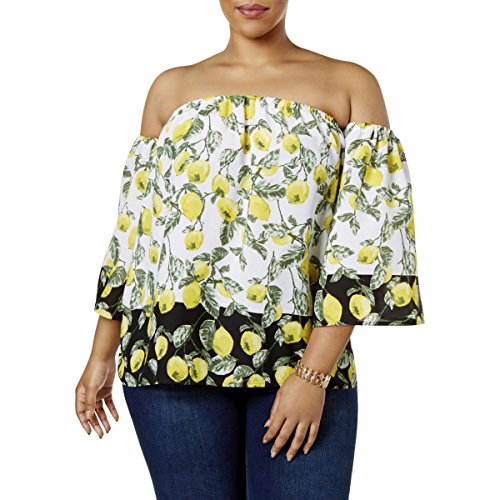 INC International Concepts Plus Size Printed Off The Shoulder Blouse