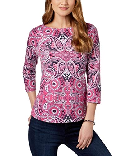 Button-Shoulder Print Top