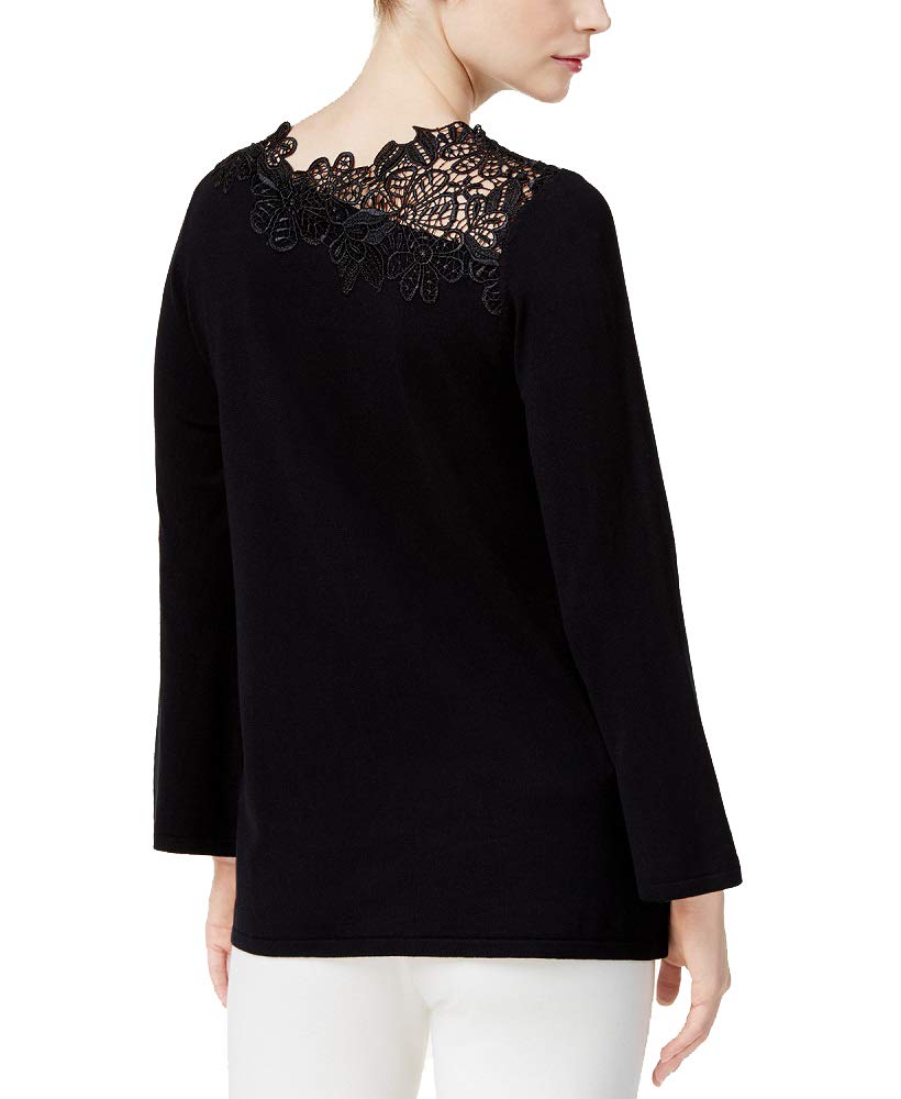 Alfani Petite Asymmetrical Lace Neck Sweater