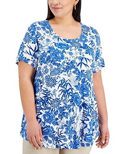 JM Collection Plus Size Printed Short Sleeve Top