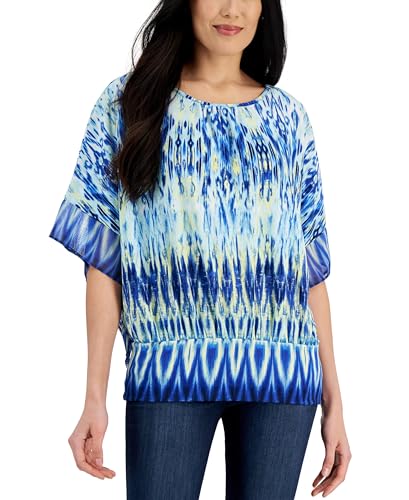 JM Collection Ikat Print Fitted Waist Top