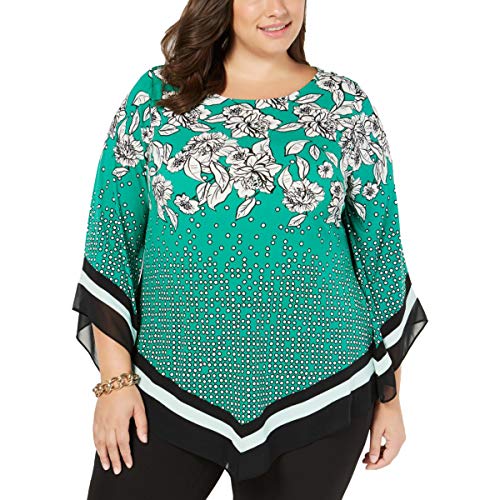 Plus Size Printed Pointed-Hem Top