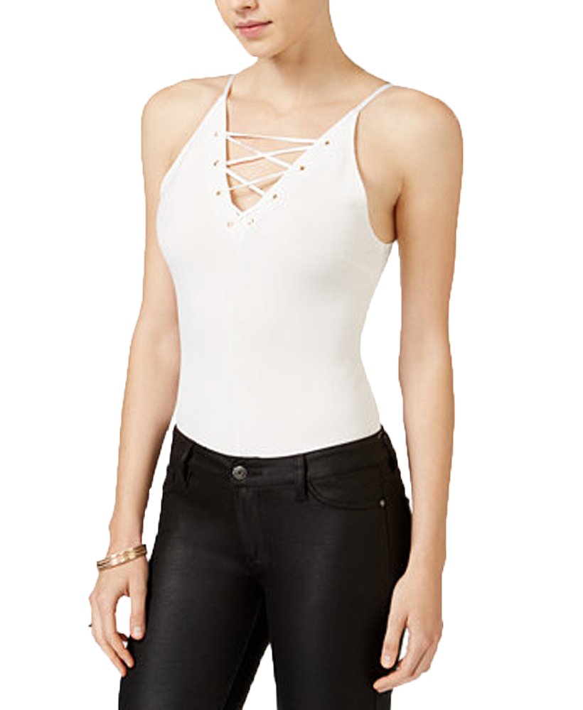 Material Girl Juniors Lace Up Thong Bodysuit