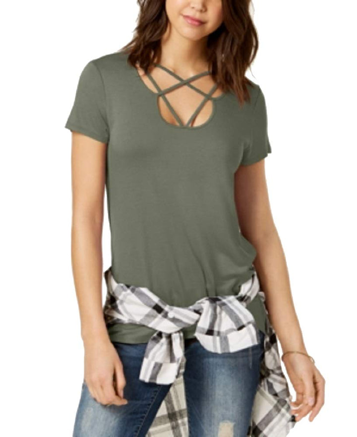 Hippie Rose Juniors Strap Detailed T-Shirt