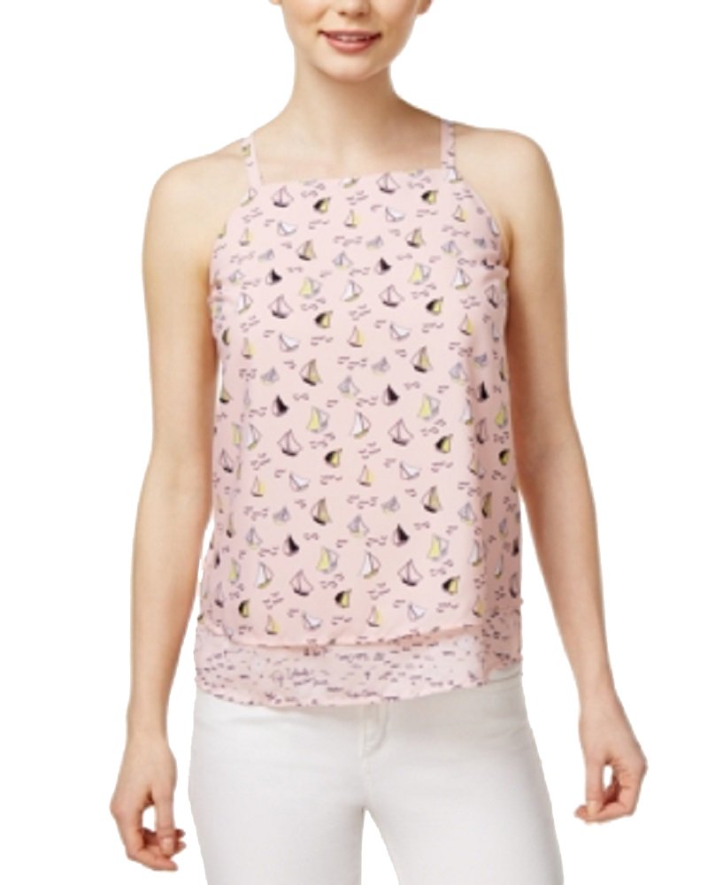 Maison Jules Anchor Print Layered Hem Top