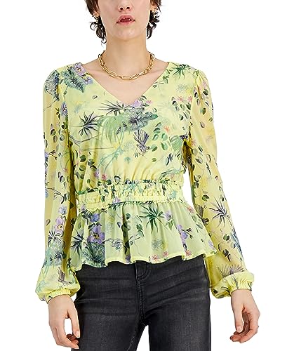 INC International Concepts Petite Floral Print Peplum Hem Top