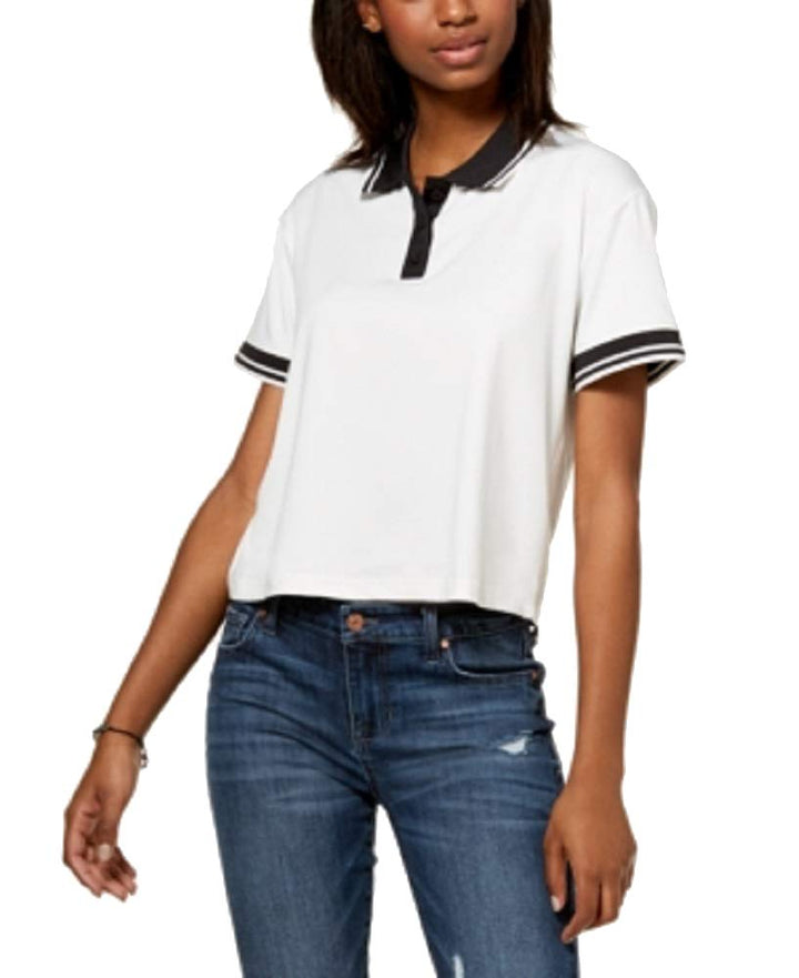 Juniors' Striped Contrast Polo