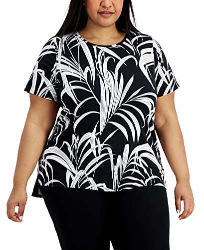 Alfani Plus Size Contrast Floral Top