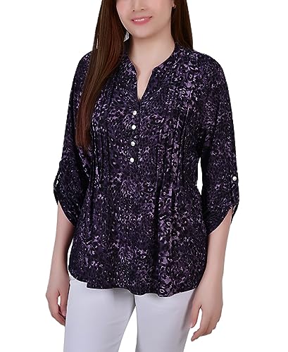 Petite Pintuck Roll Tab Sleeve Top