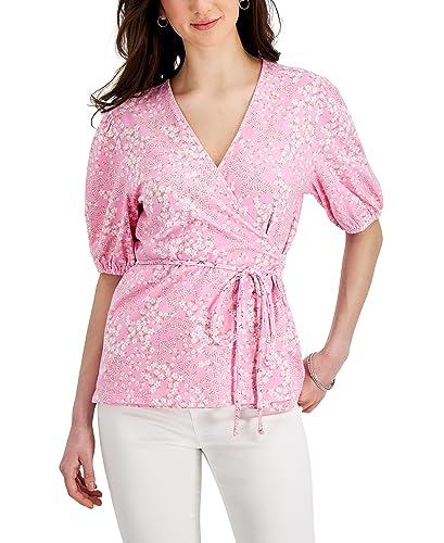 Charter Club Womens Printed Wrap Top