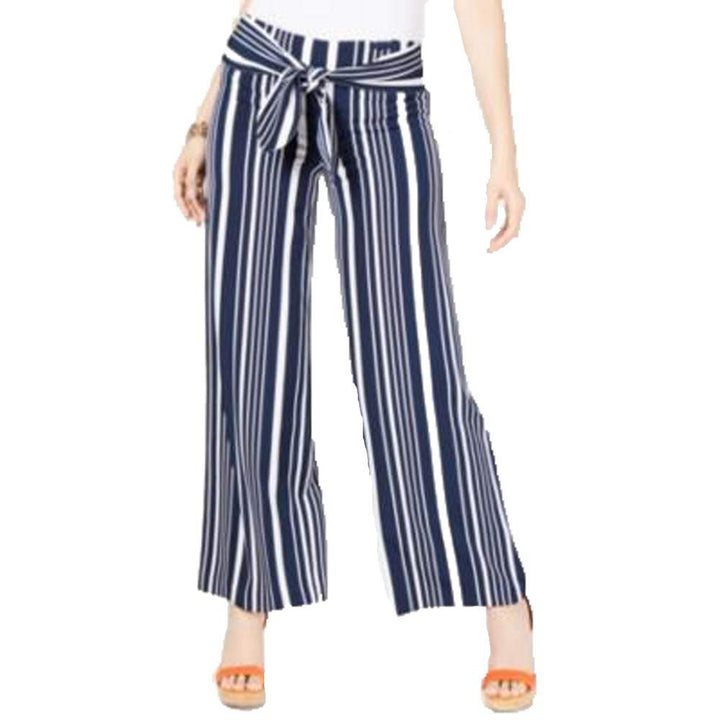 INC Striped Tie-Waist Wide-Leg Pants
