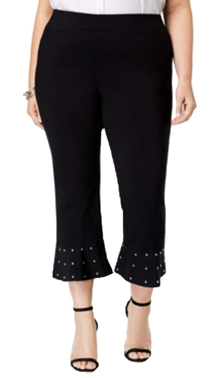 Plus Size Embellished Hem Capri Pants