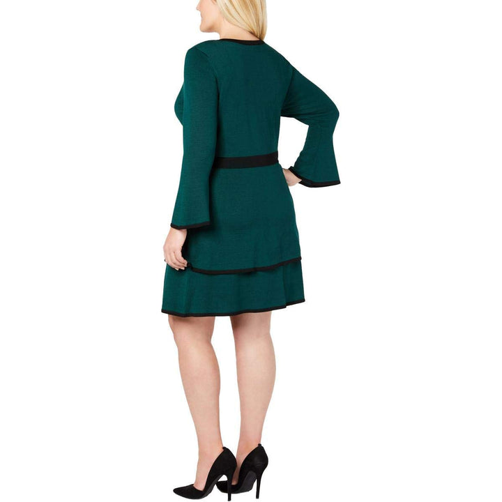 Plus Size Contrast-Trim Tiered Dress