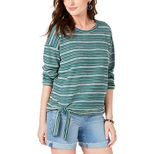 Striped Long-Sleeve Tie Top