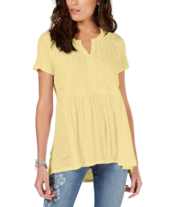 Style & Co Crochet Bib High Low Top