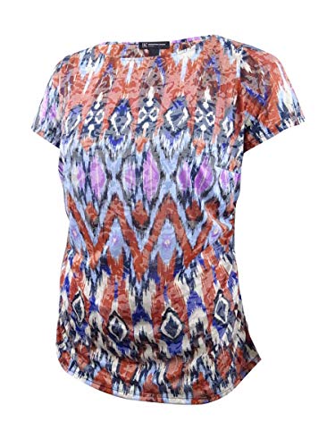 Plus Size Ruched Printed Burnout Top