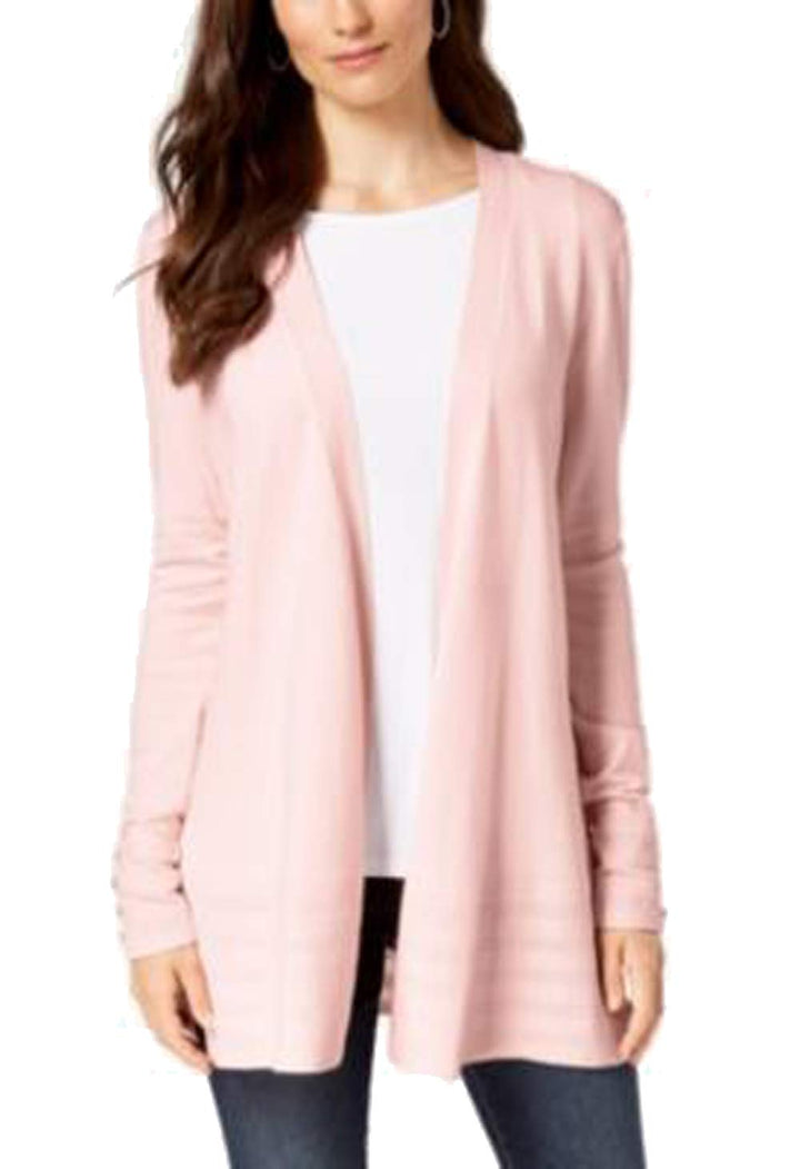 Petite Pointelle-Trim Open-Front Cardigan