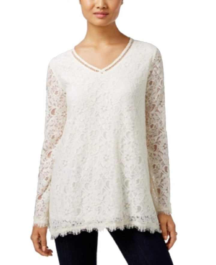 Style & Co Petite Lace Swing Top