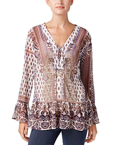 Style & Co Petite Lace Up Peasant Top
