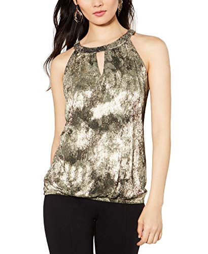 INC Metallic Keyhole Halter Top