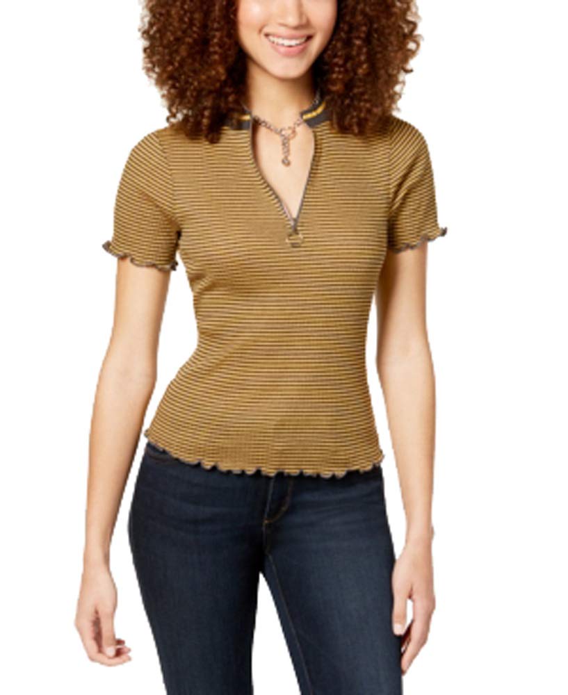 by Ikeddi Juniors' Ribbed-Knit Zip-Up Shirt