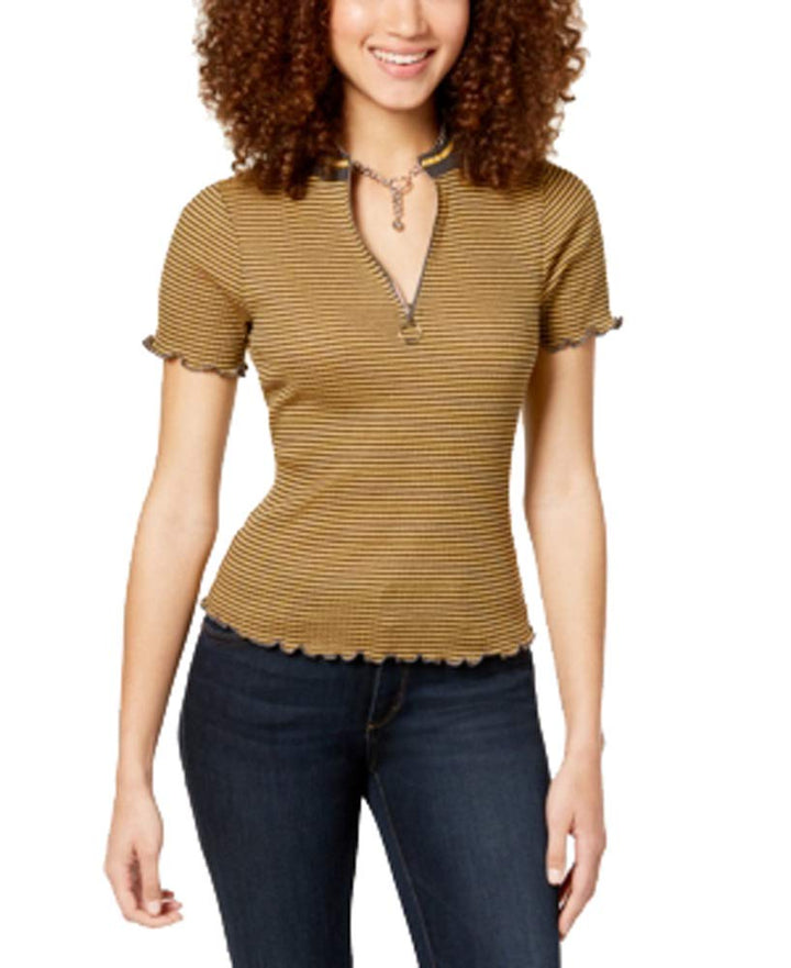 by Ikeddi Juniors' Ribbed-Knit Zip-Up Shirt