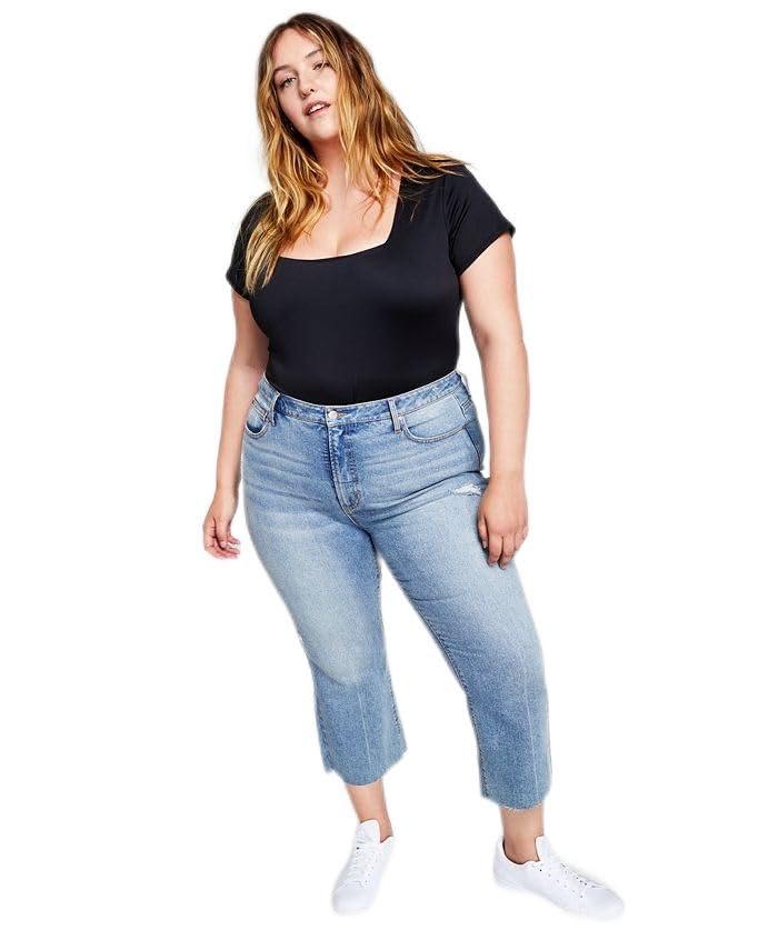 Now This Trendy Plus Size Square Neck Bodysuit