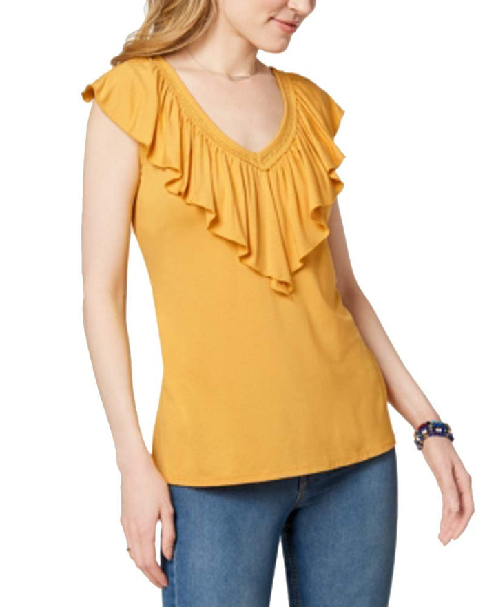 Style & Co V Neck Ruffled Top