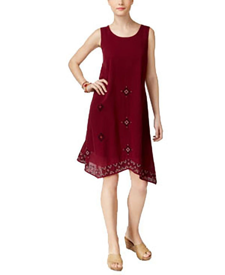 Style & Co Petite Cotton Embroidered Swing Dress