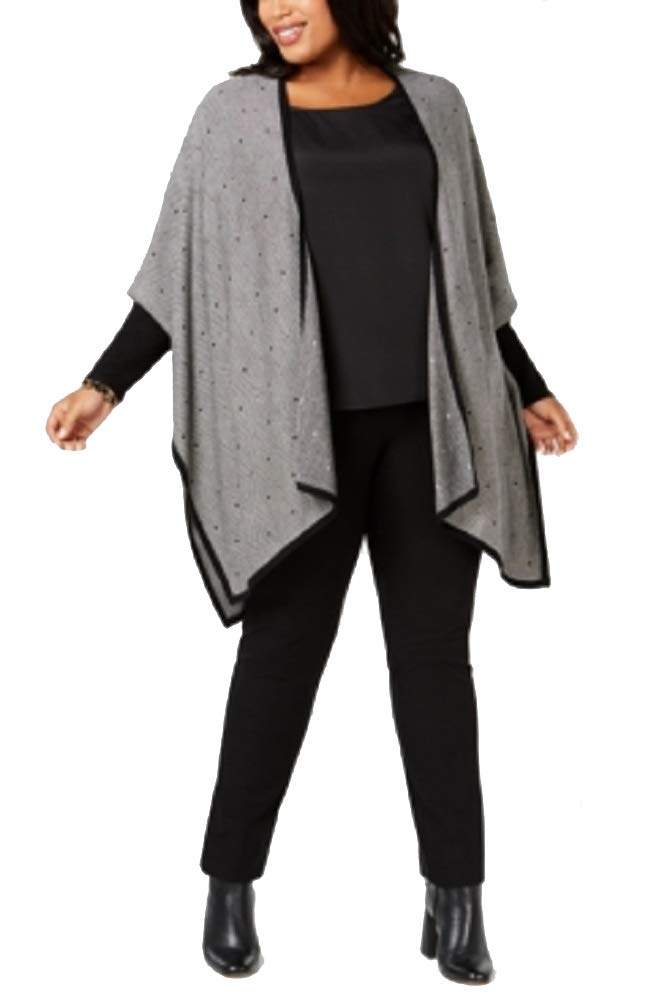 Plus Size Patterned Poncho Cardigan