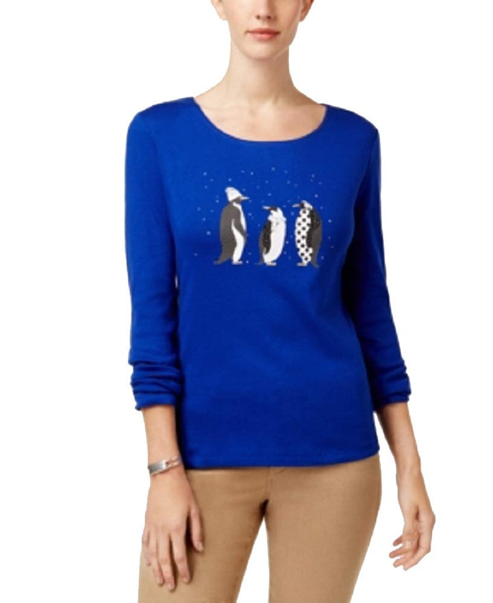 Karen Scott Cotton Penguin Print T-Shirt