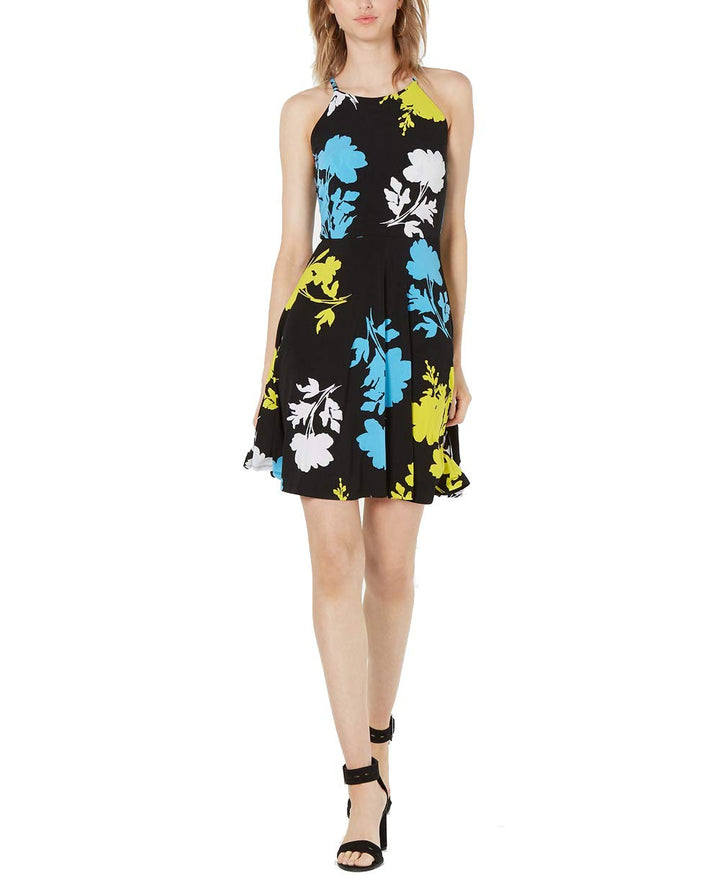 Floral-Print Halter Fit & Flare Dress
