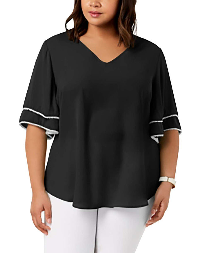 NY Collection Plus Size Ruffled Sleeve Top