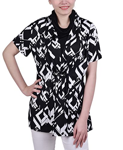 NY Collection Petite Printed Adjustable Face Covering Top