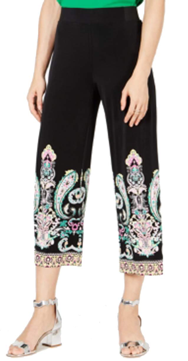 INC Petite Printed Cropped Wide-Leg Pants