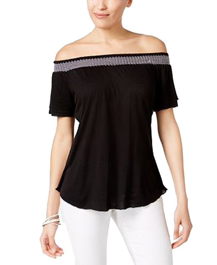 NY Collection Petite Smocked Off The Shoulder Top