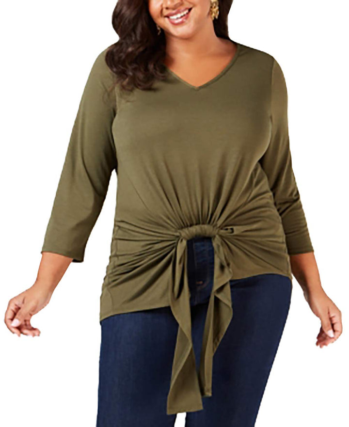Plus Size Gathered-Front Top