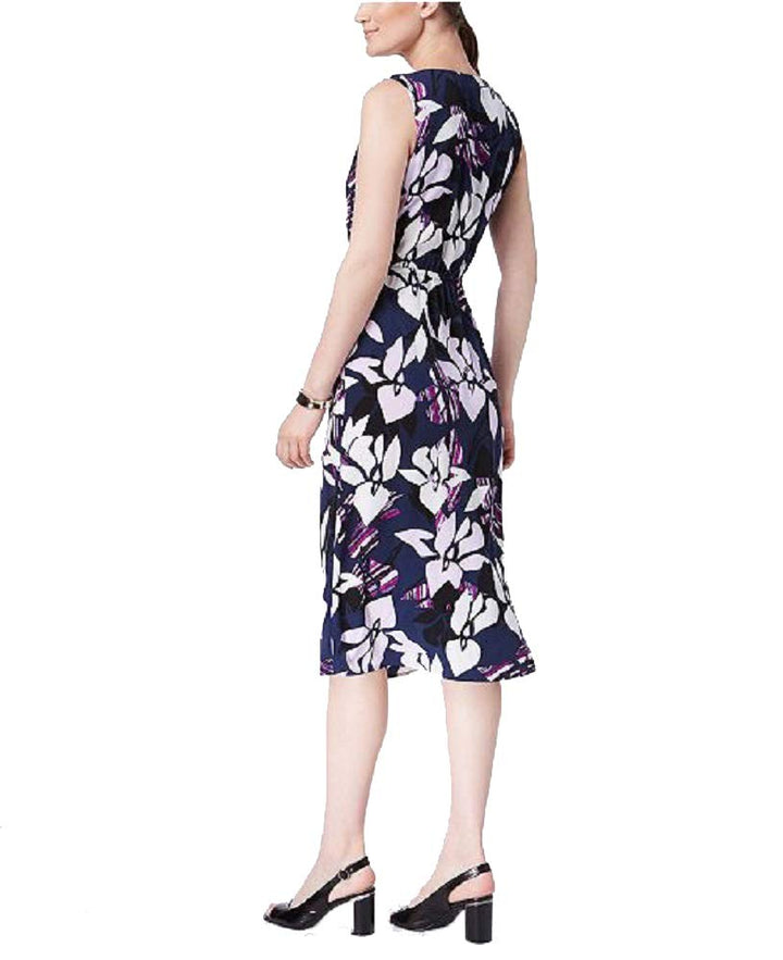 Alfani Petite Printed Faux Wrap Midi Dress