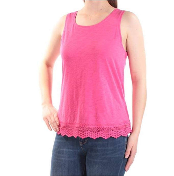 Maison Jules Cotton Crochet Hem Tank Top