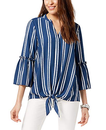 Alfani Striped Tie Front Blouse
