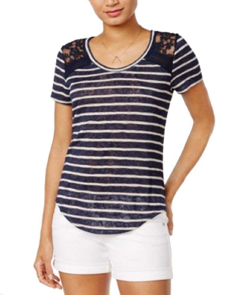Maison Jules Striped Lace Inset T-Shirt