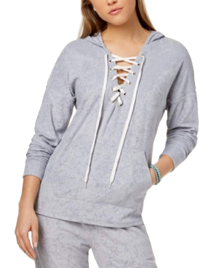 Material Girl Active Juniors Lace Up Baby Terry Hoodie