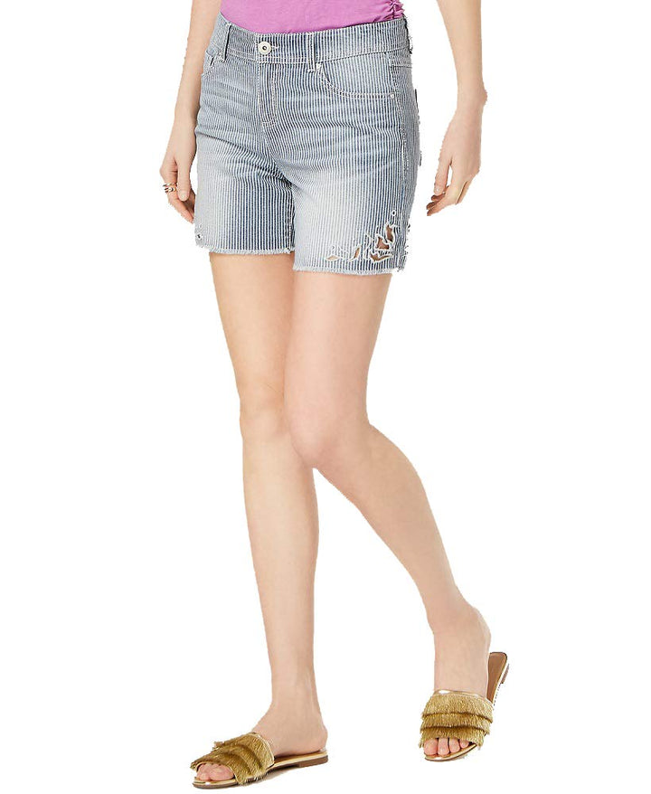Curvy Fit Railroad Stripe Shorts